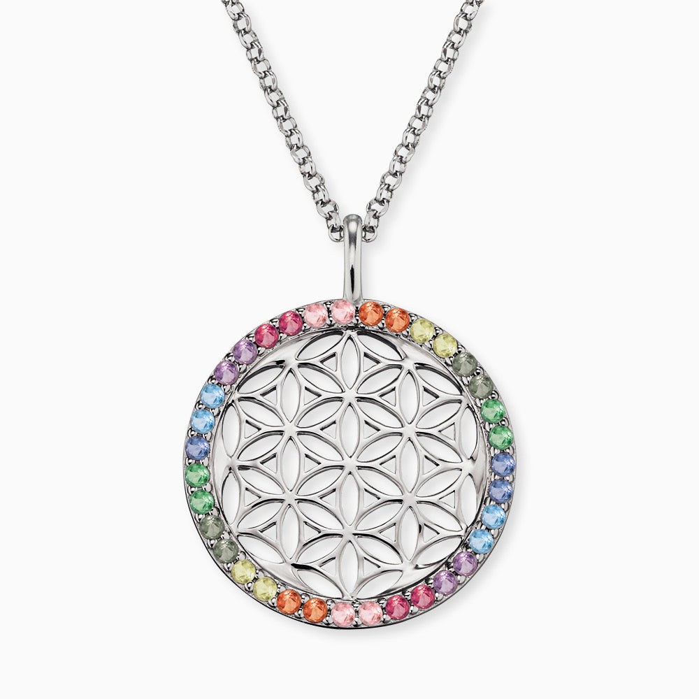 Engelsrufer LEBENSBLUME Halskette mit Anhänger Zirkonia Multicolor - Silber rhodiniert 21 mm 45cm – Ansicht 2