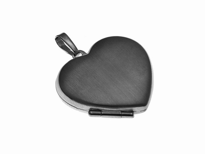 Herz Medaillon aus rhodiniertem Sterling Silber, mattiert, Durchmesser 22mm, Hersteller Juwelier Harnisch, zeitloses und elegantes Design für persönliches Tragen oder als Geschenk.