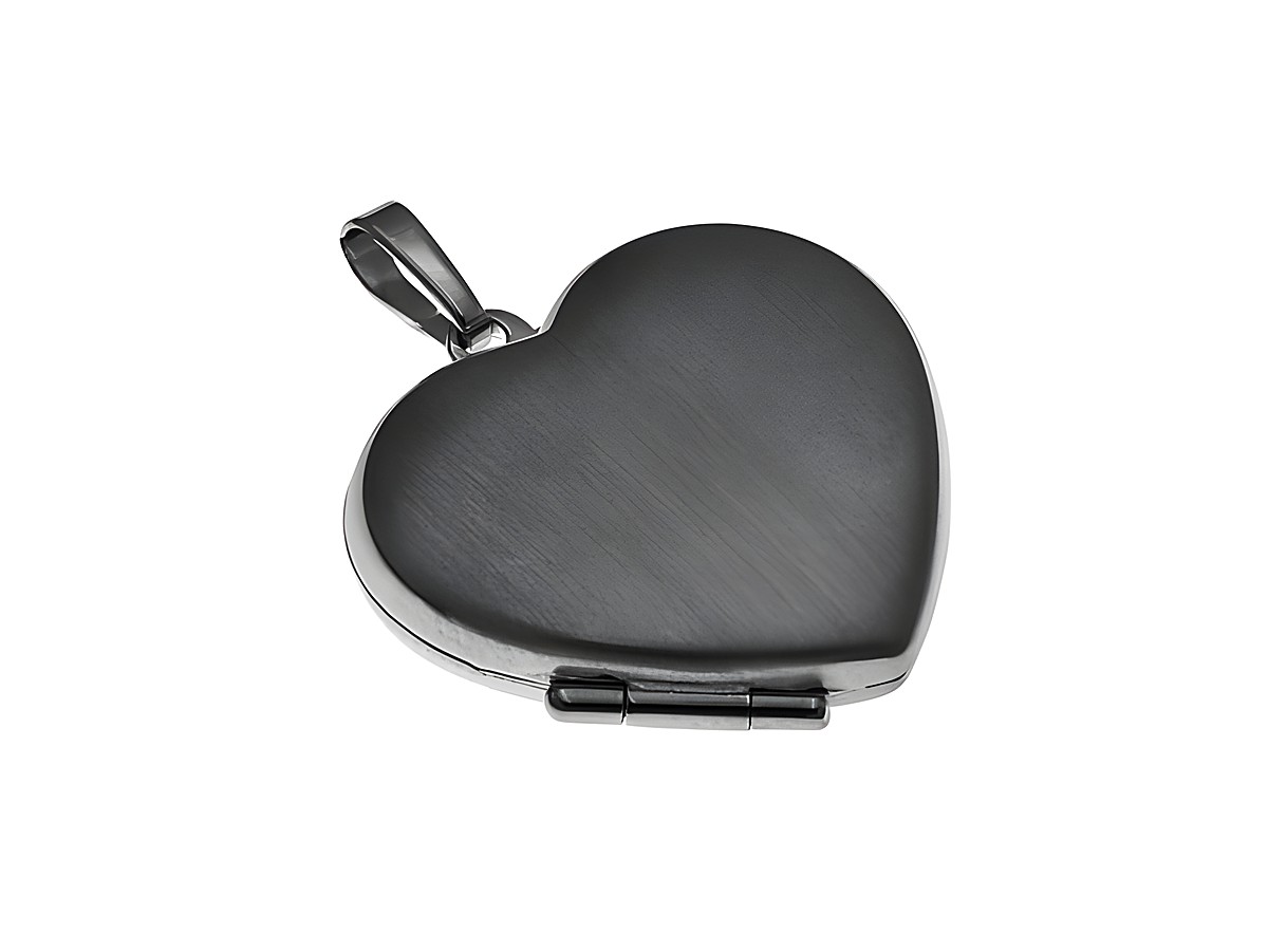 Herz Medaillon aus rhodiniertem Sterling Silber, mattiert, Durchmesser 22mm, Hersteller Juwelier Harnisch, zeitloses und elegantes Design für persönliches Tragen oder als Geschenk.