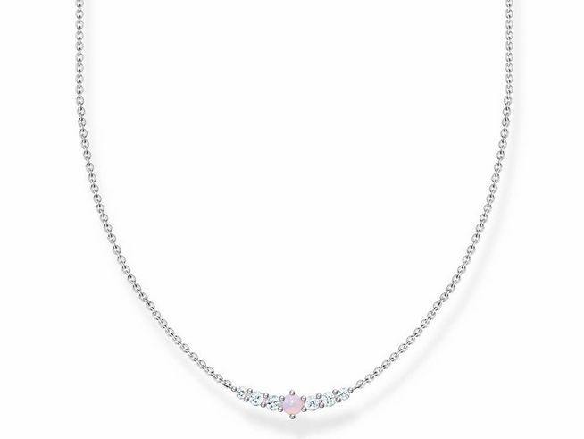Elegante Thomas Sabo Charming Kette in Sterling Silber mit Glas-Keramik Stein und Zirkonia, verstellbar von 38 bis 42 cm, zeitloses Accessoire für jeden Anlass.