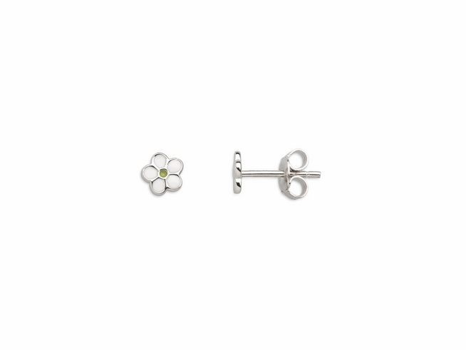 Xenox Sterling Silber Ohrringe XS3554 EAR CANDIES in Blütenform, aus hochwertigem Silber mit feinen Details und einem grünen Akzent, idealer Ohrschmuck für jeden Anlass.
