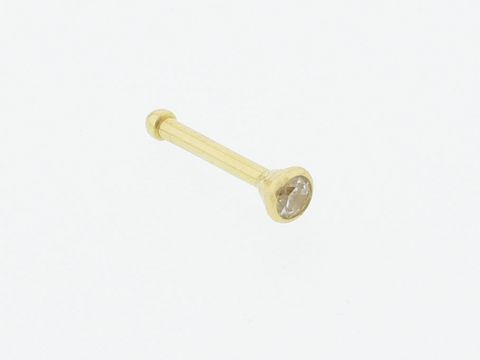 Gold Nasenstecker rund aus 750 Gold mit feinem Zirkonia, hergestellt von Juwelier Harnisch, elegantes und hochwertiges Schmuckstück für Nasenpiercing.
