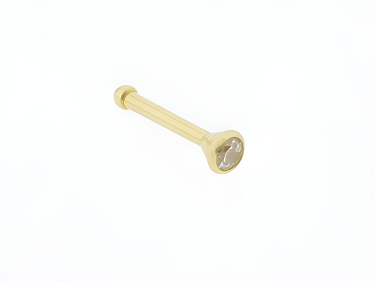Gold Nasenstecker rund aus 750 Gold mit feinem Zirkonia, hergestellt von Juwelier Harnisch, elegantes und hochwertiges Schmuckstück für Nasenpiercing.