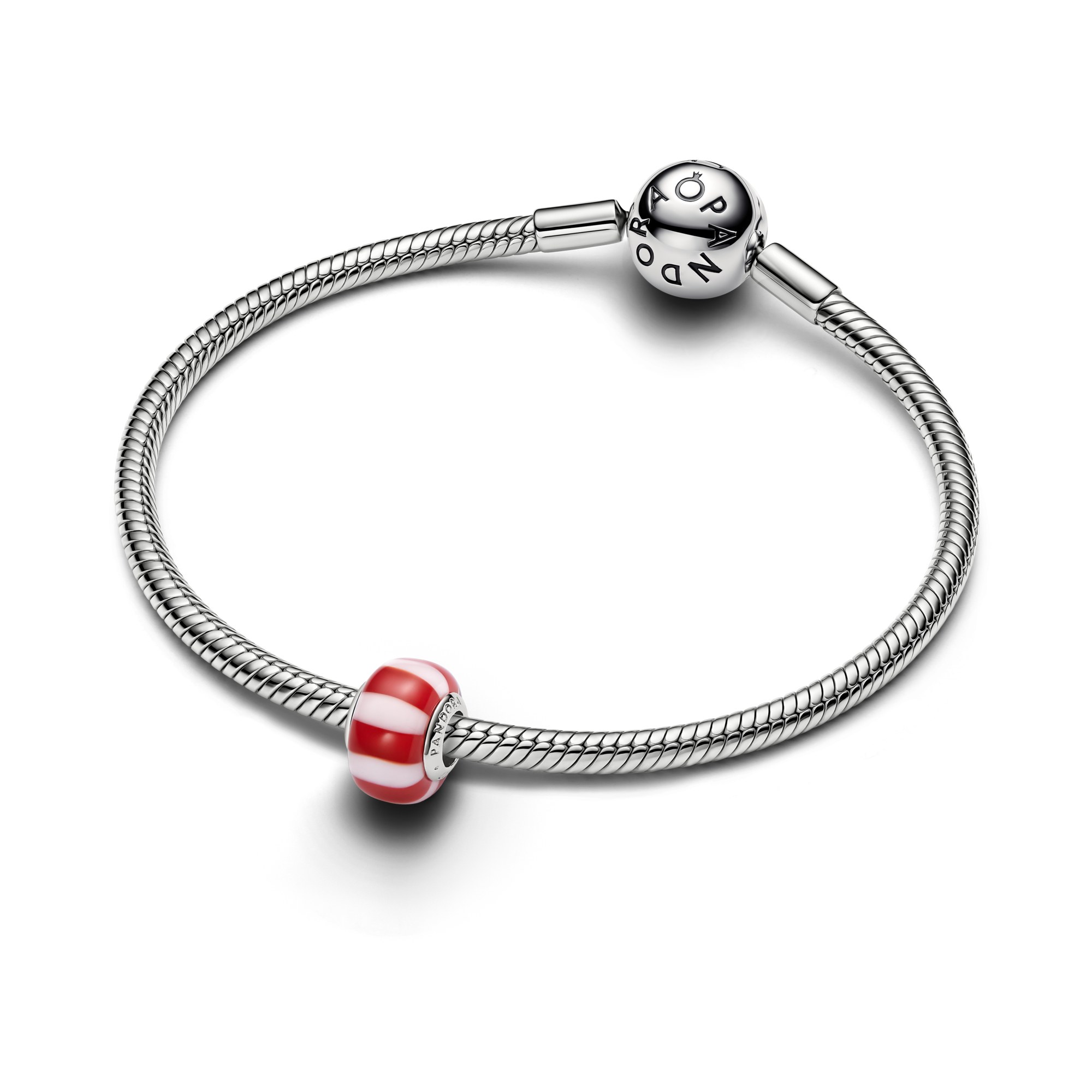 Pandora Moments - Charm Pfefferminz - platiniert - Muranoglas rot – Ansicht 3