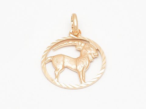 Sterling Silber diamantiert rosé vergoldeter Anhänger mit dem Sternzeichen Steinbock, gefertigt von Juwelier Harnisch, zeigt elegant das Symbol des Steinbocks in einem kreisförmigen Design.