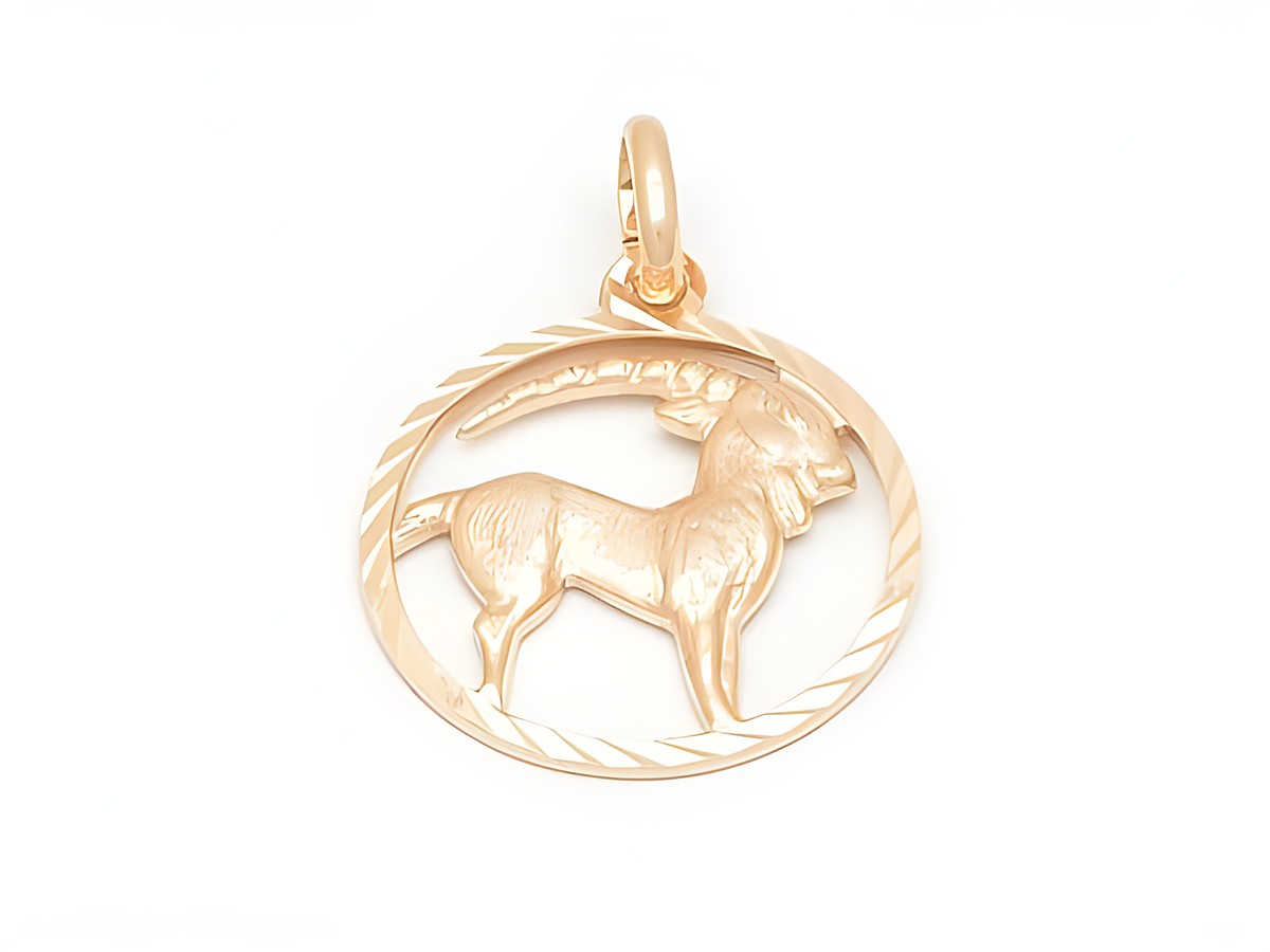 Sterling Silber diamantiert rosé vergoldeter Anhänger mit dem Sternzeichen Steinbock, gefertigt von Juwelier Harnisch, zeigt elegant das Symbol des Steinbocks in einem kreisförmigen Design.