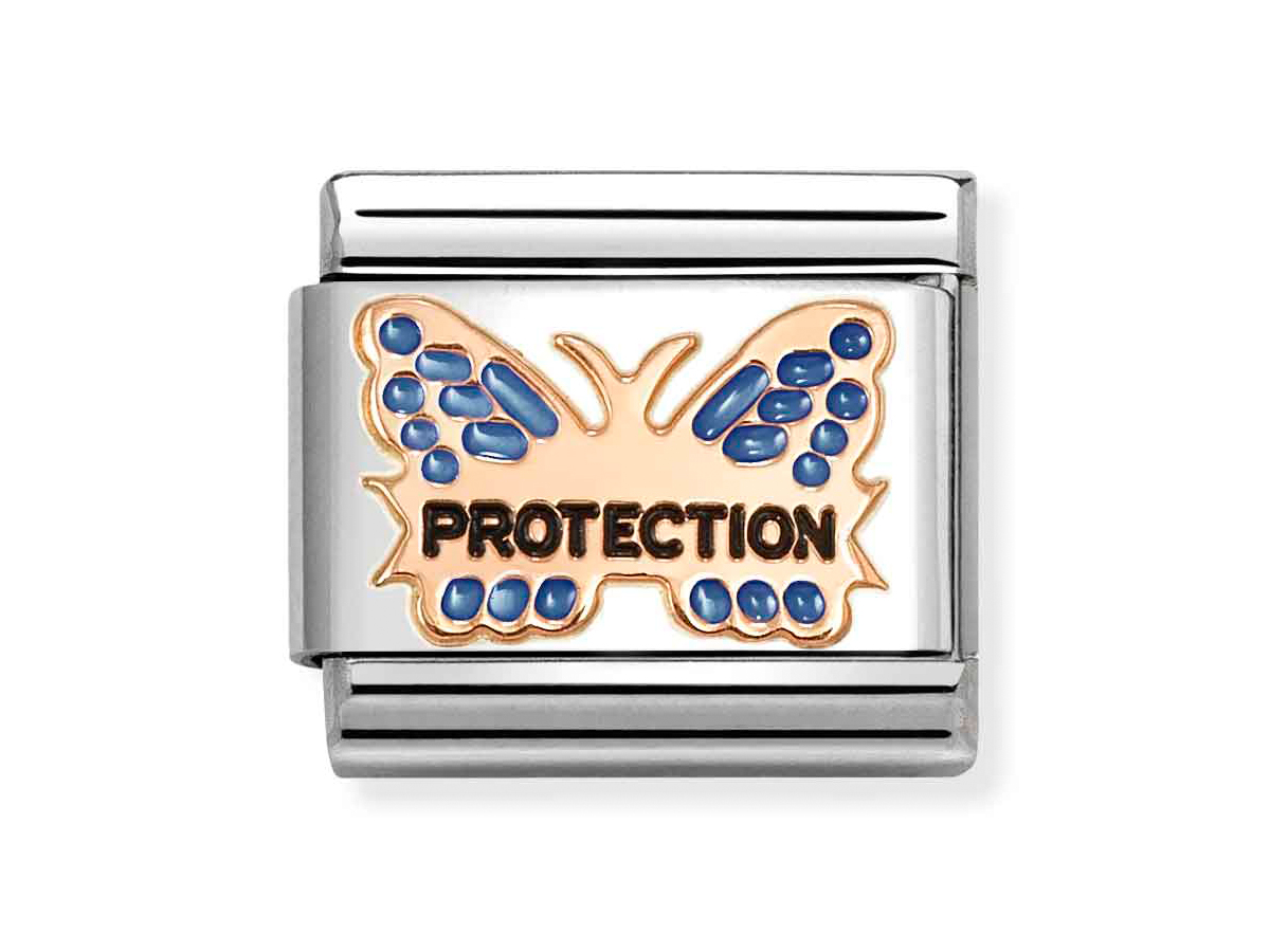 Nomination 430202 51 - CLASSIC Symbol aus echt Roségold - Emaille - PROTECTION-Schmetterling - Blau