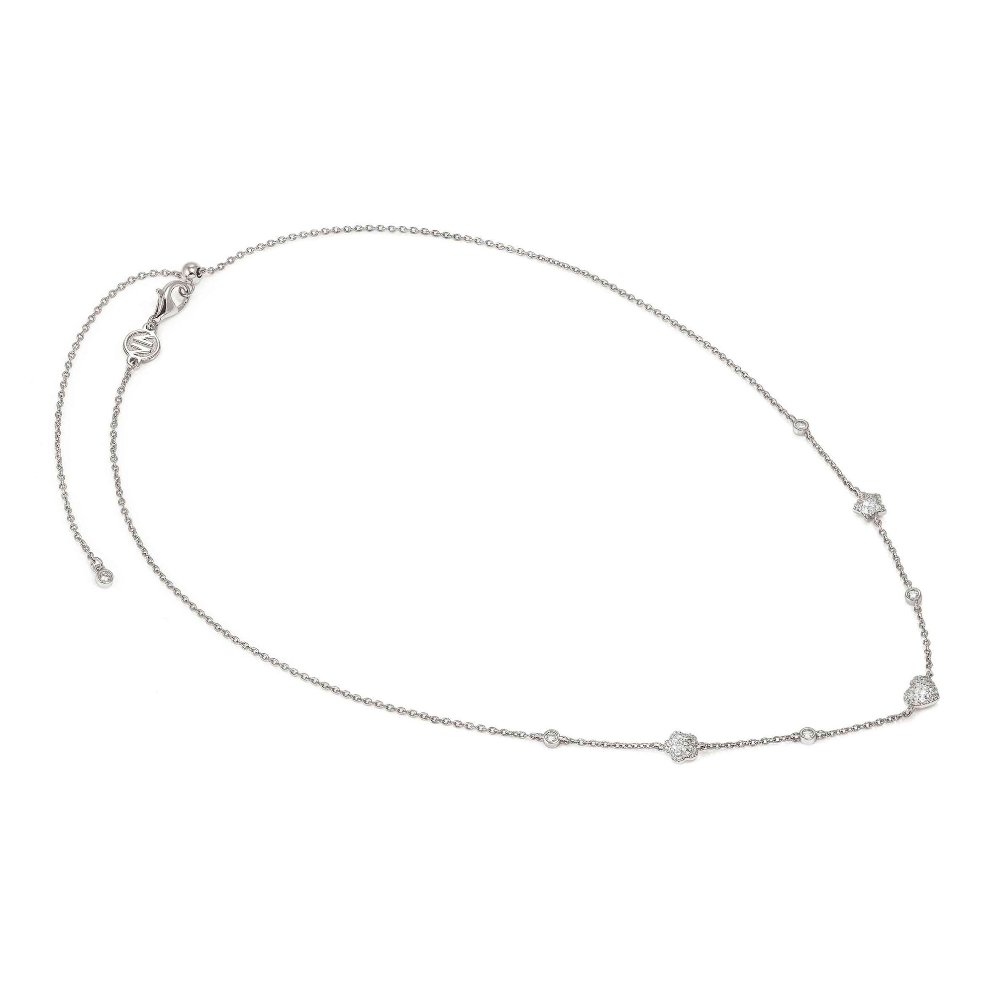 Nomination LIFEPOETRY Halskette aus Sterling Silber & Zirkonia in Pavé-Fassung besetzte Schmuckelemente - Symbol-Mix - rhodiniert