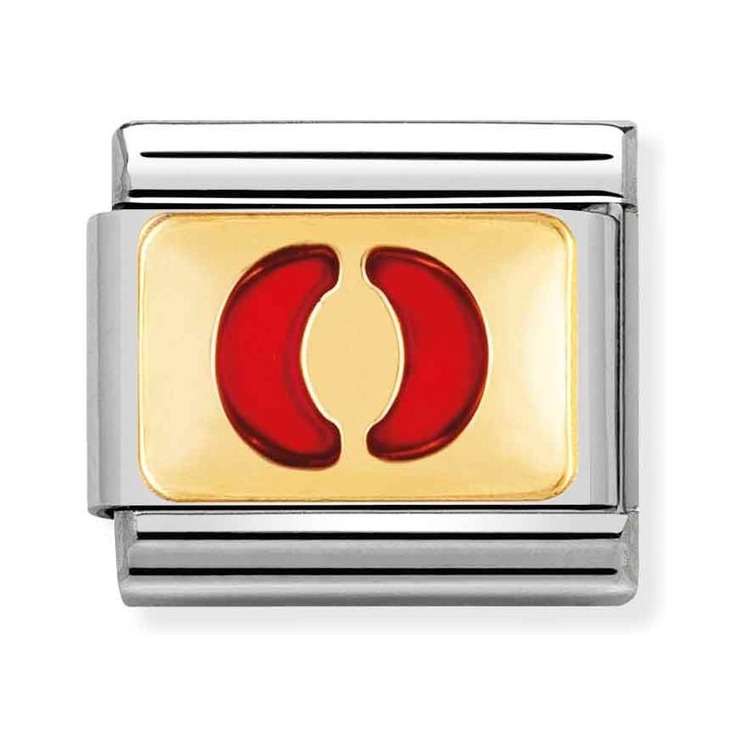 Nomination Composable Classic Charm Buchstabe O rot - Edelstahl, Gold 750 Gelbgold, Emaille
