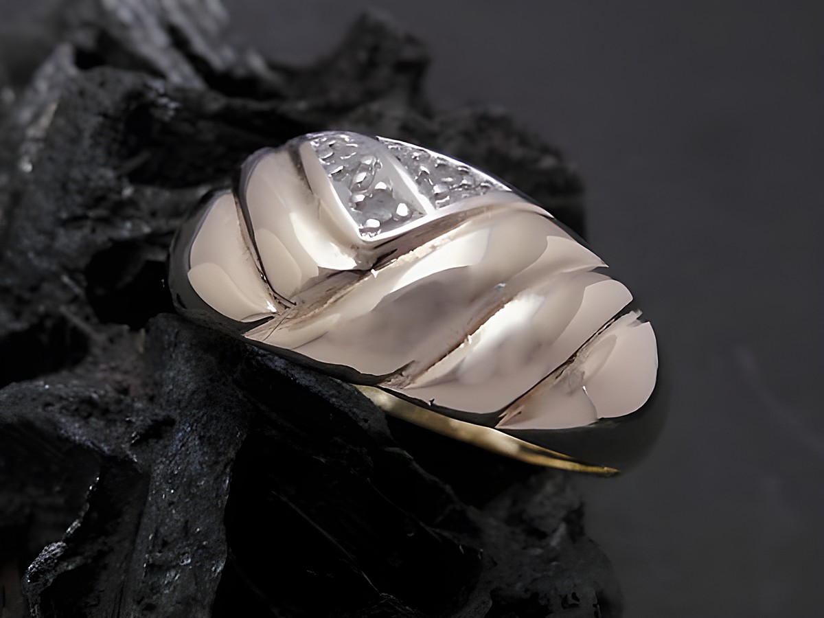 Gold Ring mondän Gold 585 bicolor mit Diamant Goldring Größe 58 Hersteller Juwelier Harnisch bis Größe 58/18,5. – Ansicht 2