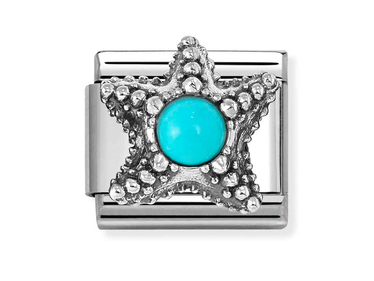 Nomination 330511 06 - CLASSIC Symbol aus Sterling Silber oxidiert - Edelstein - Seestern - Türkis