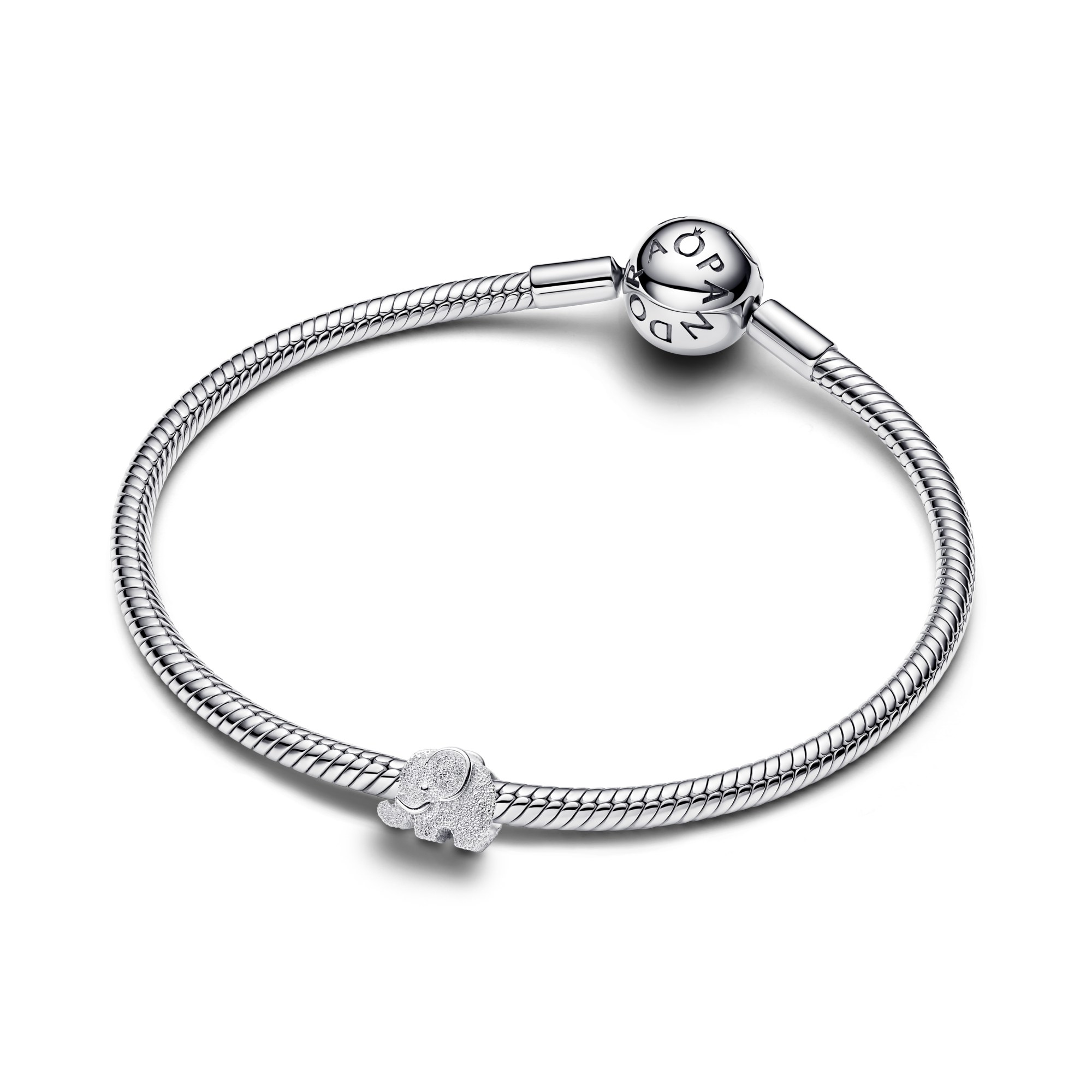 Pandora Strukturierter Elefant Mini - Charm - Silber – Ansicht 3