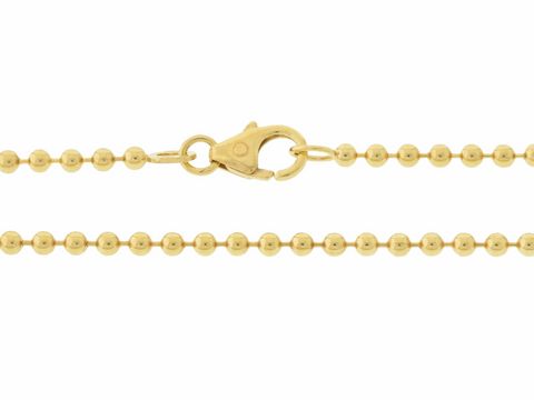 Kugelkette 585 Gold von Juwelier Harnisch mit einer Länge von 42 cm und einem Durchmesser von 2 x 2 mm, ausgestattet mit einem klassischem Karabinerverschluss.