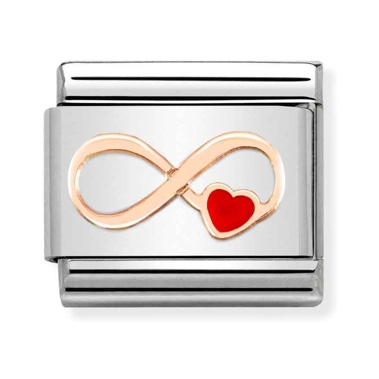 Nomination Composable Classic Charm Unendlichkeit mit Herz - Edelstahl, roségoldfarben, Emaille
