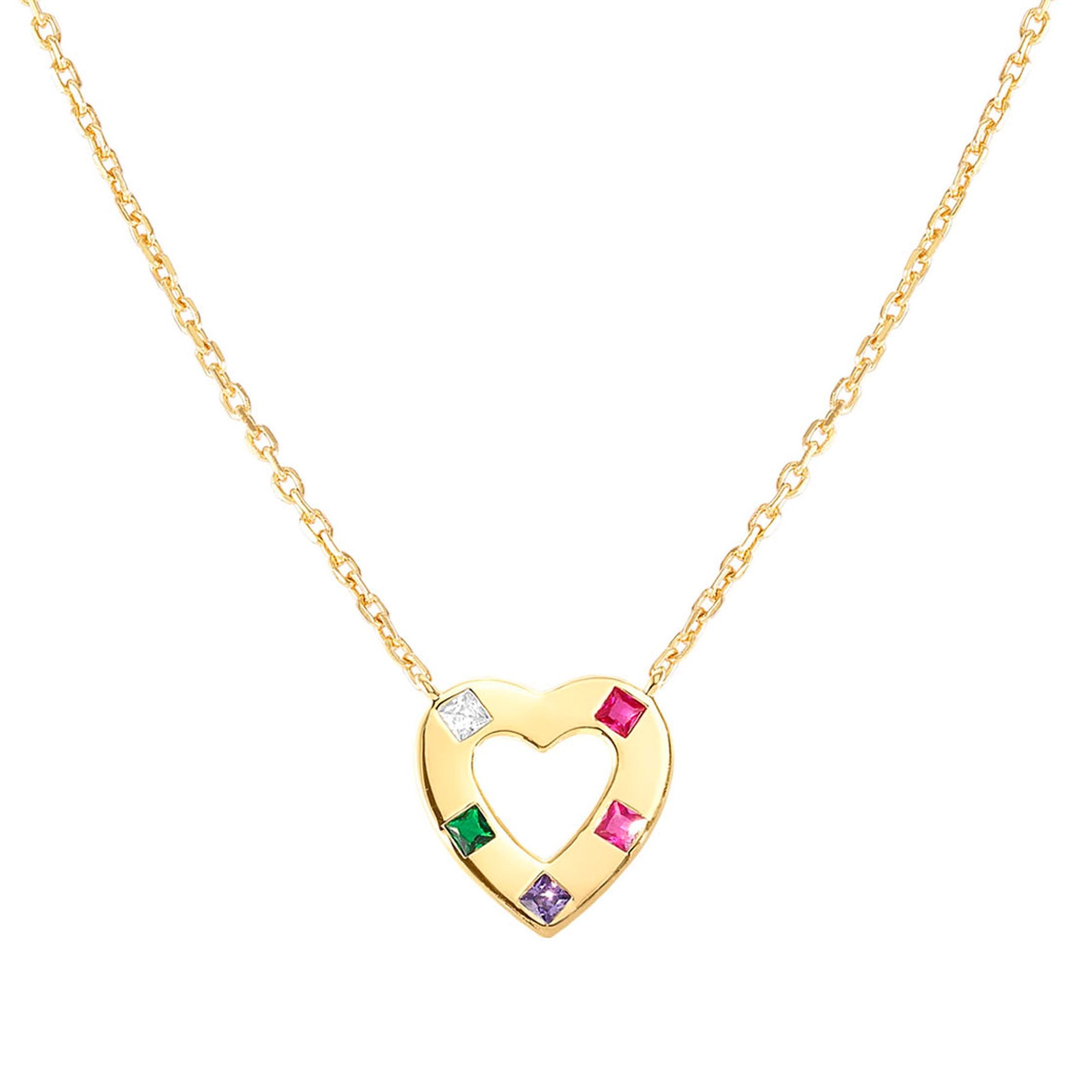 Nomination Carismatica HERZ Collier - Gelbgold vergoldet - Zirkonia Bunt - 38 - 44 cm