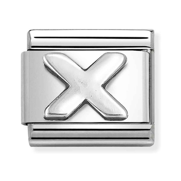 Nomination Composable Classic Charm Buchstabe X - Edelstahl, Sterling Silber oxidiert