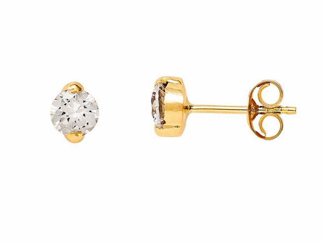 Gelbgold 585 Ohrstecker von Xenox mit polierter Oberfläche und funkelndem Zirkonia, zeitloses Design für eleganten Ohrschmuck. Ideal für jeden Anlass und Schmuckliebhaber.