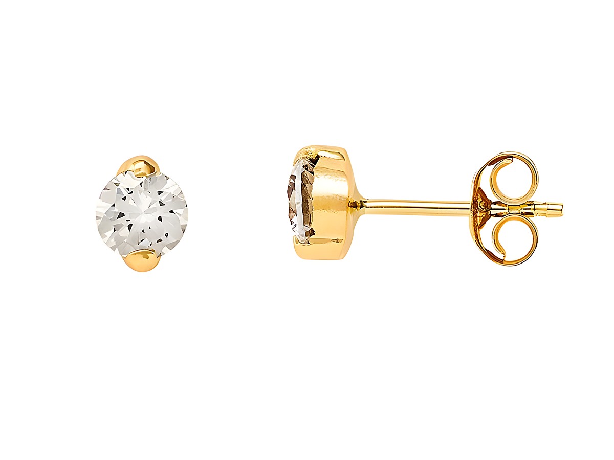 Gelbgold 585 Ohrstecker von Xenox mit polierter Oberfläche und funkelndem Zirkonia, zeitloses Design für eleganten Ohrschmuck. Ideal für jeden Anlass und Schmuckliebhaber.