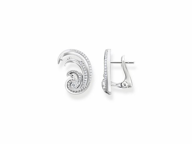 Thomas Sabo Ohrklemme H2225-051-14 aus Sterling Silber mit funkelnden Zirkonia im eleganten Wellen-Design, ideal für jeden Anlass, stilvoll und zeitlos.