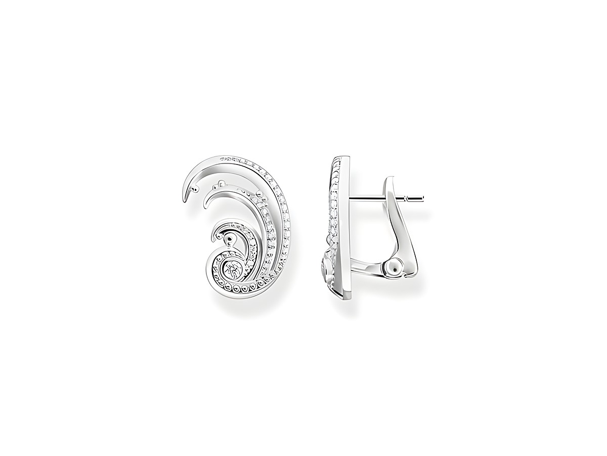 Thomas Sabo Ohrklemme H2225-051-14 aus Sterling Silber mit funkelnden Zirkonia im eleganten Wellen-Design, ideal für jeden Anlass, stilvoll und zeitlos.