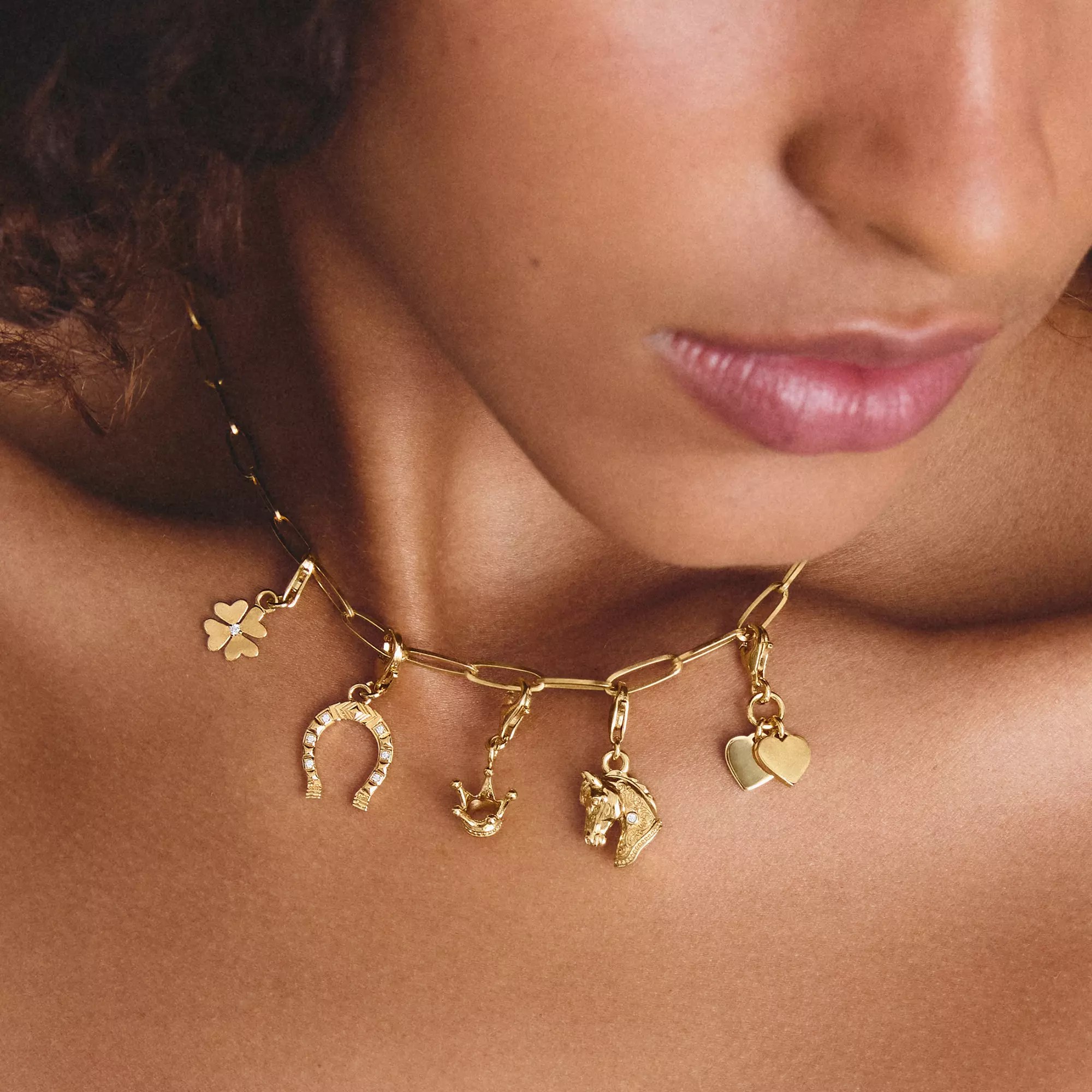 Thomas Sabo Charm doppelte Herzen - 18k Gelbgold Vergoldung – Ansicht 3