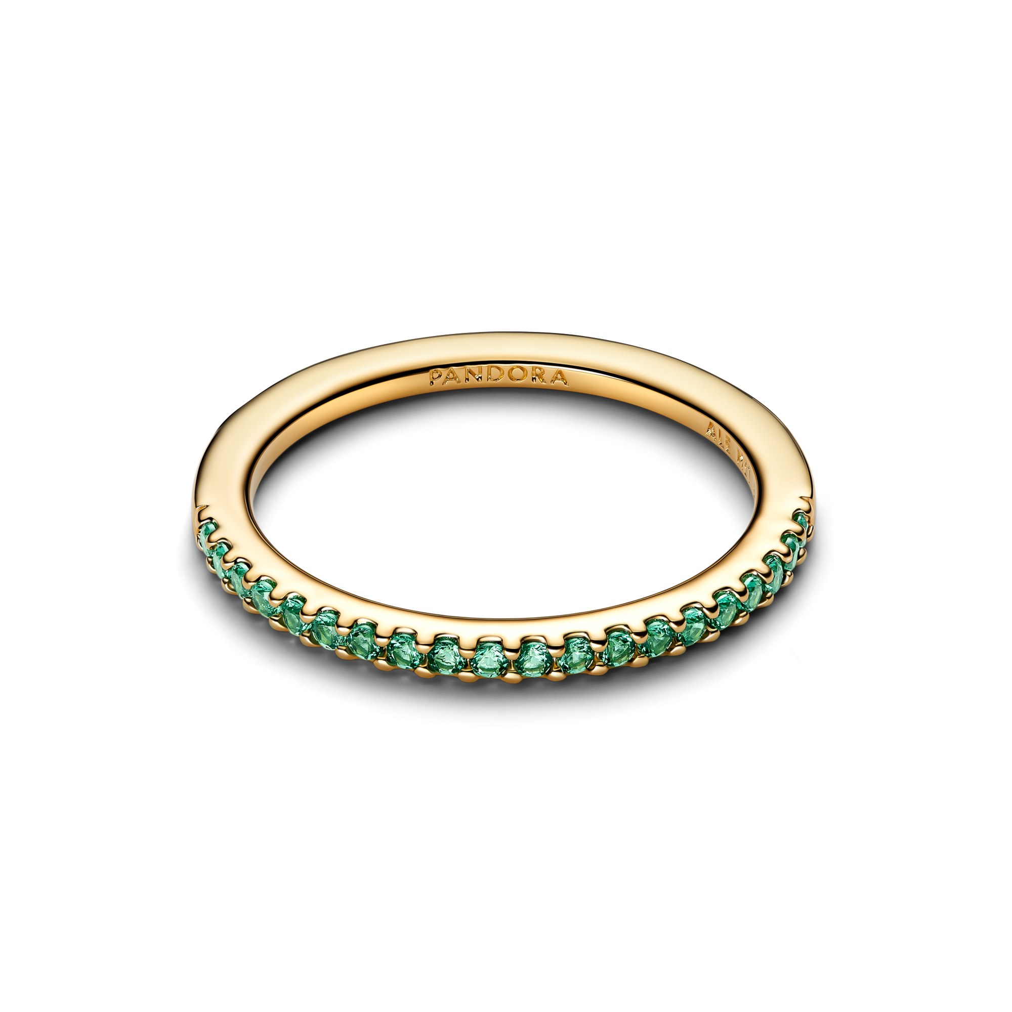 Pandora Funkelnder grüner Halb-Eternity-Ring synth. Kristall - Grün - Gelbgold Vergoldung – Ansicht 2