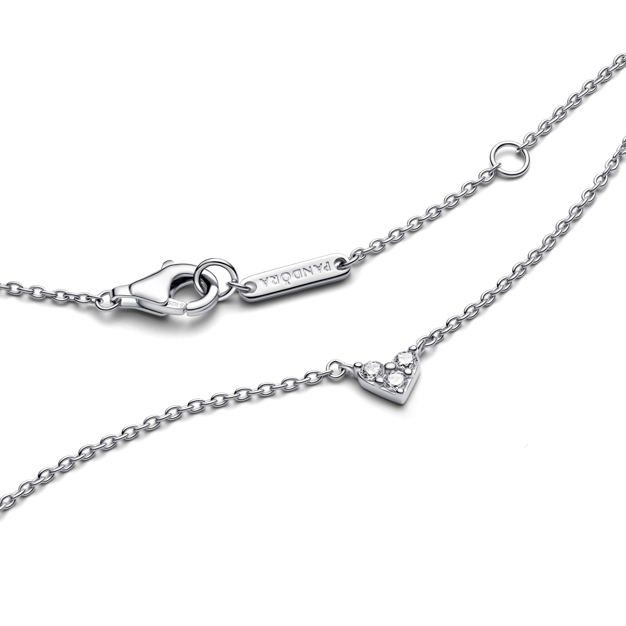 Pandora Drei Sterne Herz Collier-Halskette - Sterling Silber - Zirkonia - 45 cm – Ansicht 4