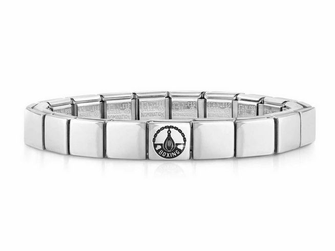 423910148-0 Edelstahl Armband von Nomination mit einem Boxhandschuh-Symbol und der Gravur Boxing, stilvolles und sportliches Design, ideal für Liebhaber des Boxsports.