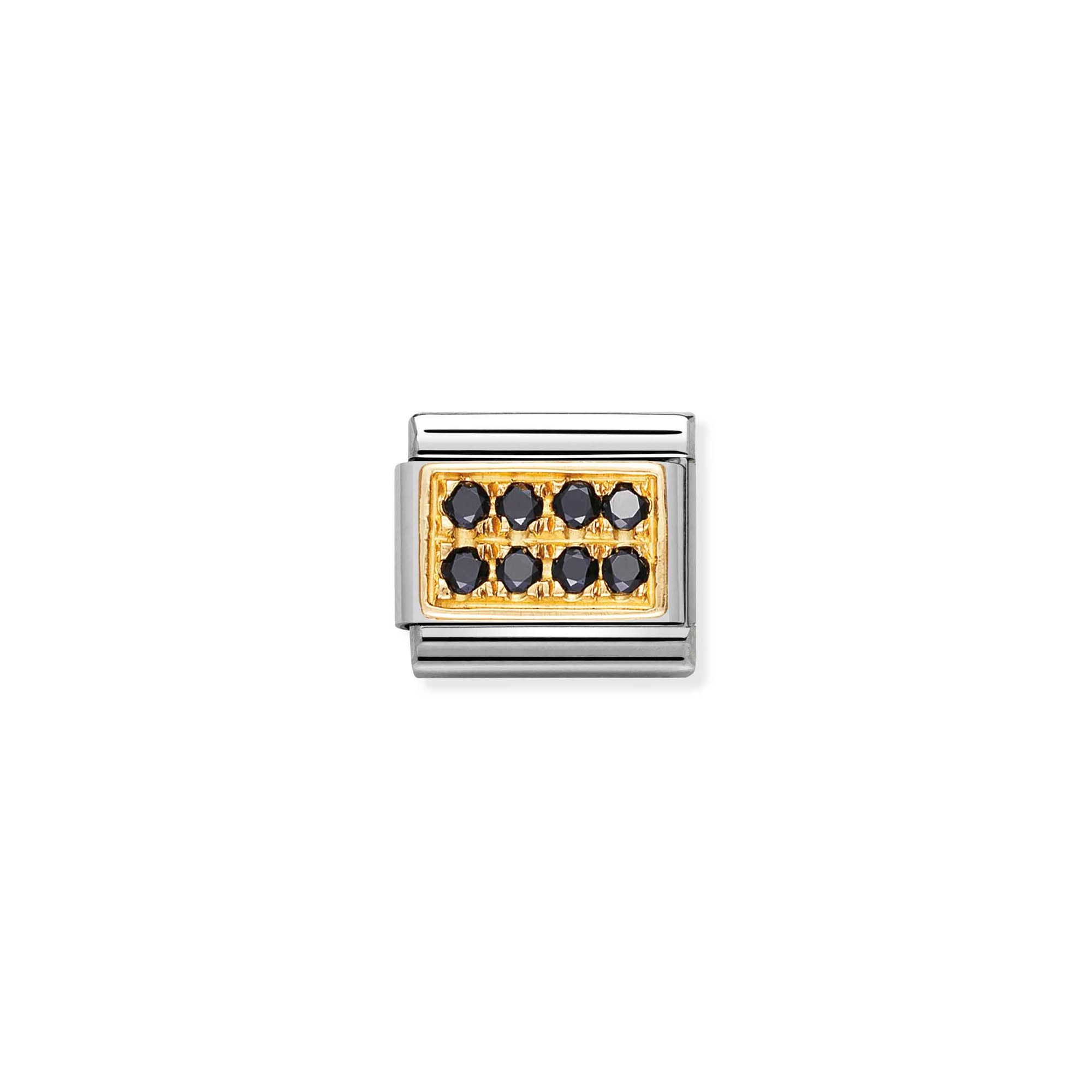 Nomination Composable Classic Charm Pavé schwarz - Edelstahl, Gold 750 Gelbgold, Zirkonia