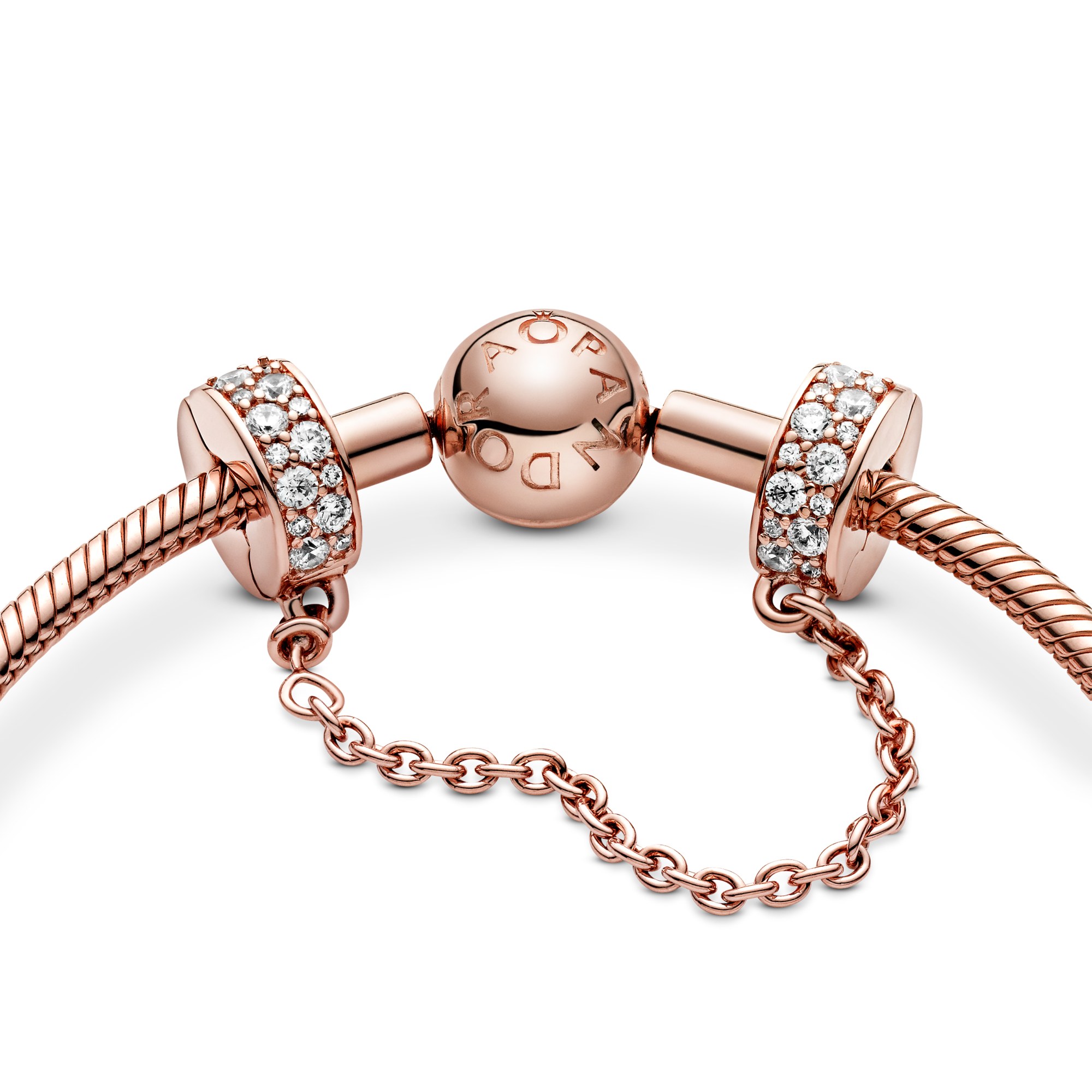 PANDORA Pavé-Glanz Sicherheitskettchen PANDORA Rose - 5 cm – Ansicht 3