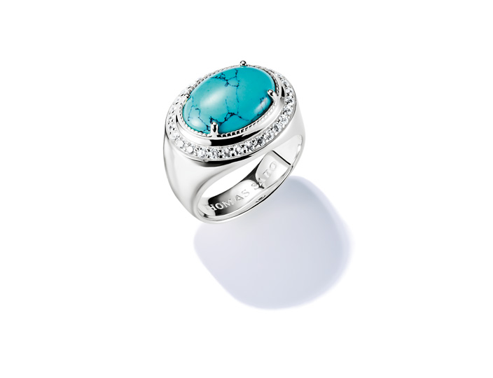 Thomas Sabo TR2505-405-17-58 ELYNDRA Ring - Sterling Silber & imit. Türkis & Zirkonia - Türkis - Gr. 58