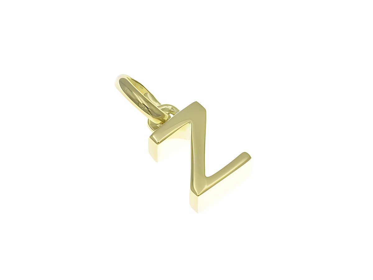 Anhänger aus Sterling Silber in Form des Buchstabens Z, poliert und vergoldet in Gelbgold, hergestellt von Juwelier Harnisch.