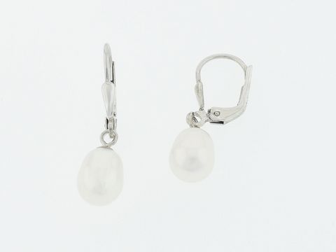 301467-0 Silber Ohrringe oval aus hochwertigem Silber mit edlen Süßwasser Zuchtperlen als Hänger, hergestellt von Juwelier Harnisch, stilvoll und elegant.
