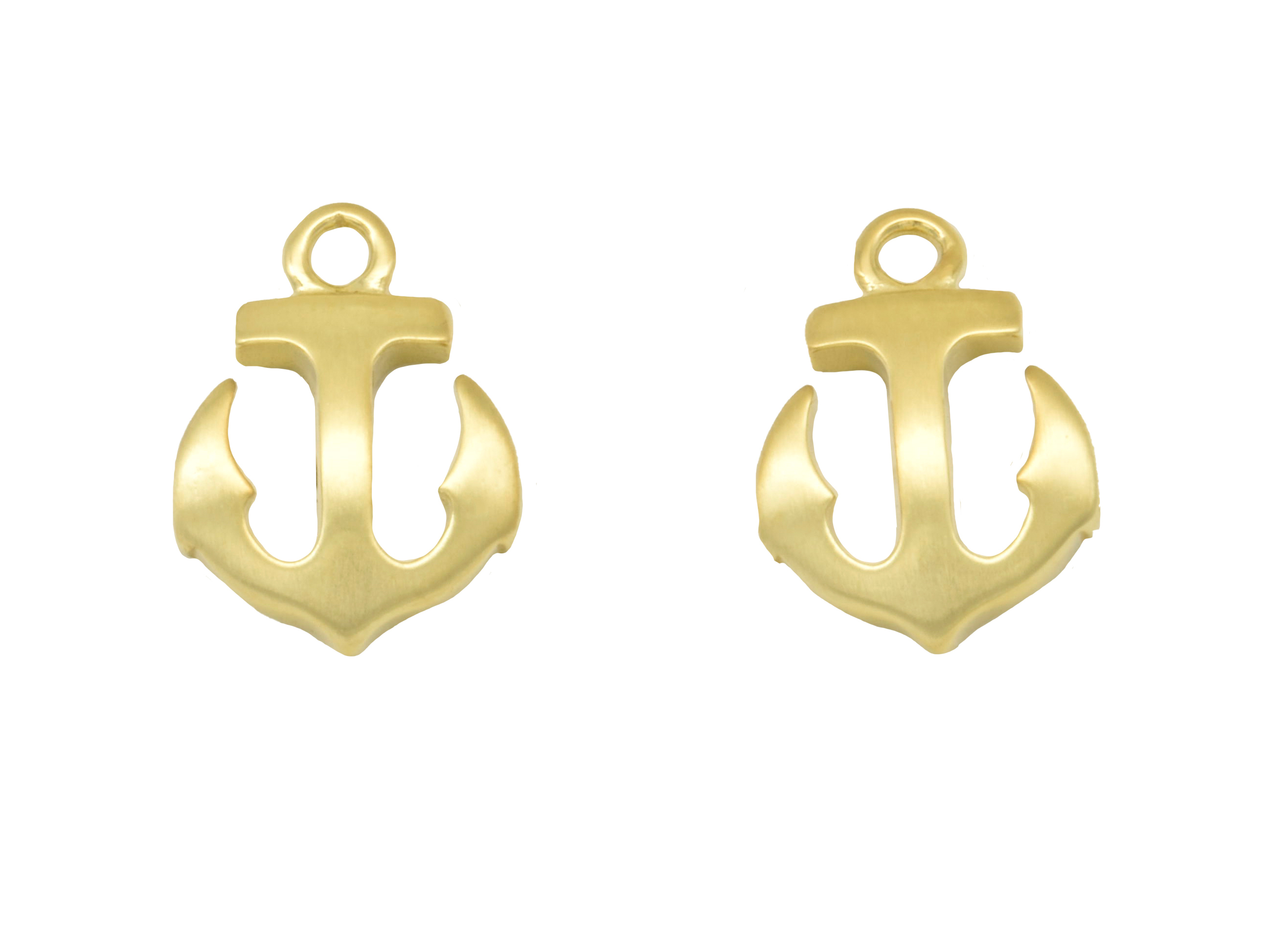 Silber Ohrringe Ohrstecker in Ankerform aus Sterling Silber vergoldet, teilmattiert. Hersteller: Juwelier Harnisch, Gelbgold auf Silber. Elegantes und maritimes Design für jeden Anlass.