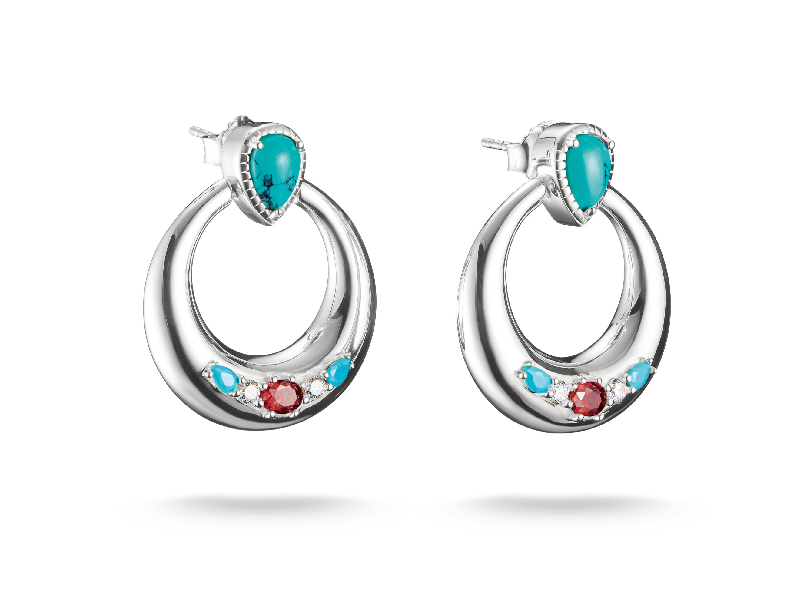 Thomas Sabo H2335-405-7 ELYNDRA Ohrringe - Sterling Silber & imit. Türkis & Zirkonia - Bunt