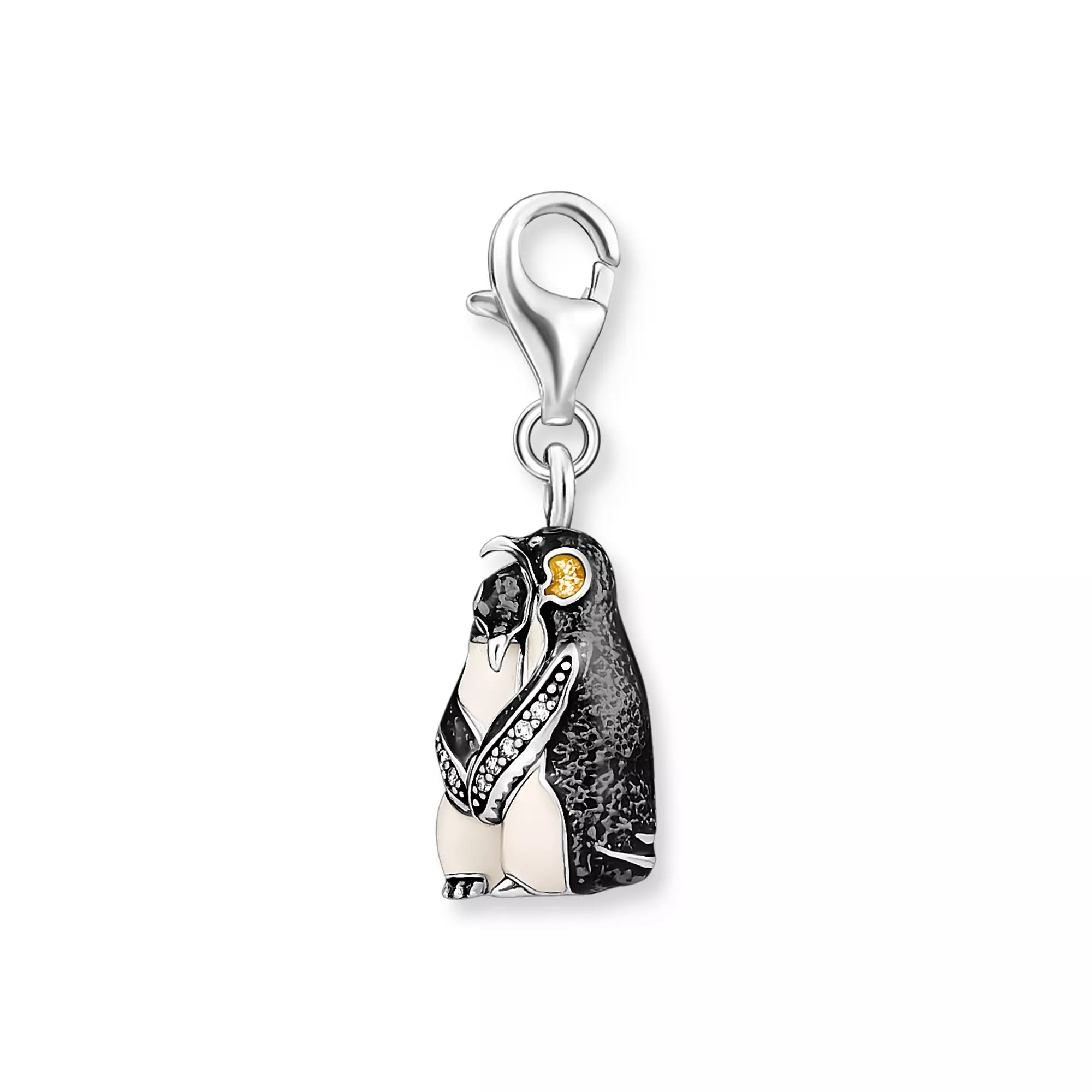 Thomas Sabo Charm-Anhänger - Sterling Silber - geschwärzt + Kaltemail + Zirkonia - Pinguine – Ansicht 2