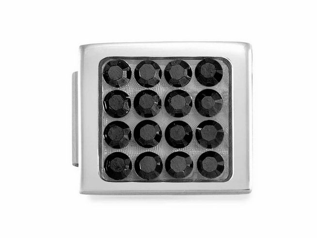 Edelstahl Charm aus der Kollektion Nomination Classic GLAM mit schwarzem Zirkonia besetzt in quadratischer Form, elegant und modern gestaltet. Ideal zur Verschönerung von Armbändern.