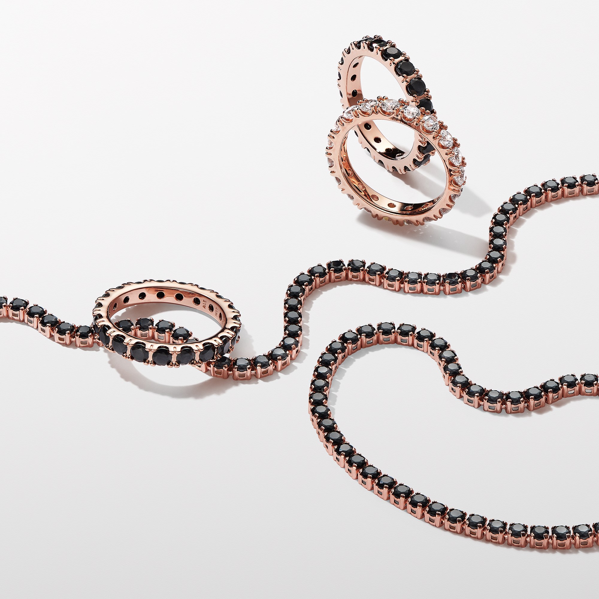 Pandora Schwarze Funkelnde Reihe Ewigkeitsring - Roségold verg. – Ansicht 2