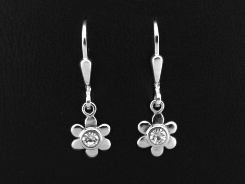 Blume Ohrhänger zeitlos aus Sterling Silber mit Zirkonia Stein von Juwelier Harnisch, elegant und charmant, ideal für jeden Anlass, unterstreicht feminine Schönheit.
