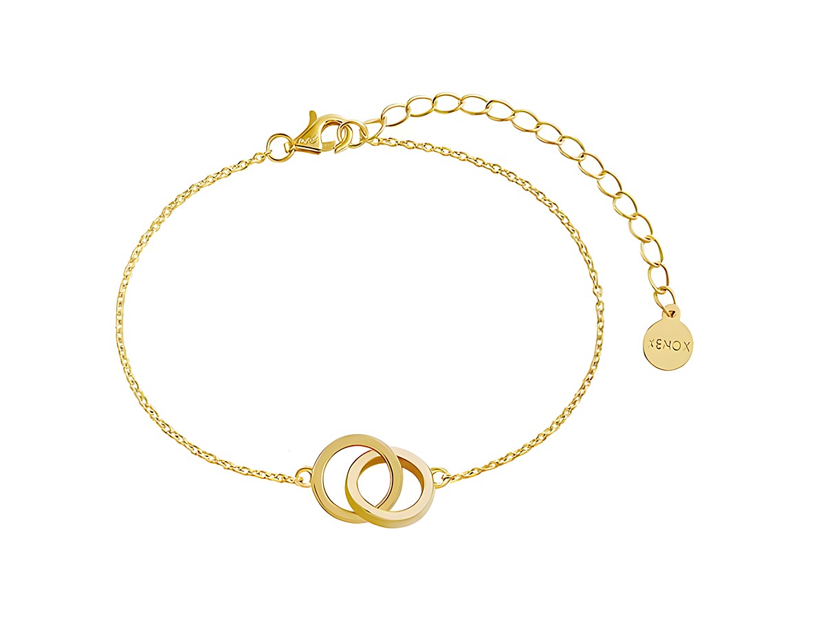Xenox Sterling Silber Armband XS3621G mit LUCKY ONES Karreekette in Gelbgold Vergoldung, dezent und elegant, verstellbare Länge von 15 bis 20 cm, ideal für jeden Anlass.
