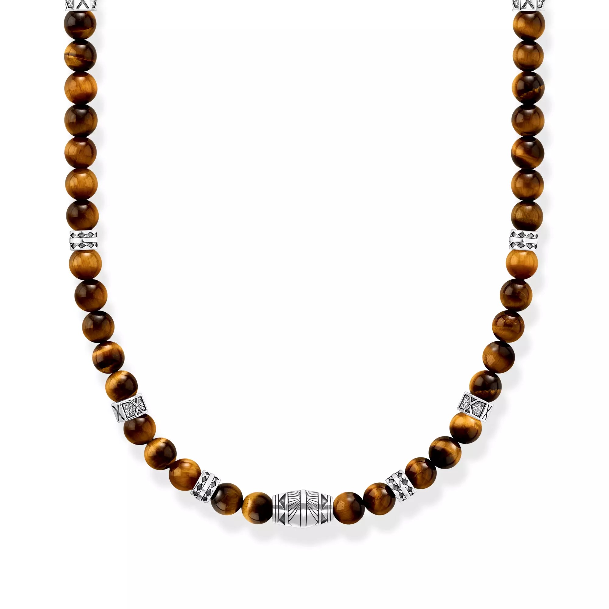 Thomas Sabo Kette - Silber geschw. + Tigerauge - braun - 50 cm