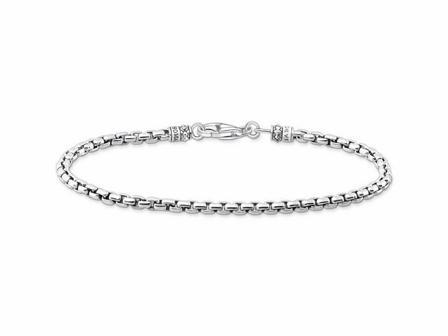 Silbernes Armband von Thomas Sabo A2086-637-21-L17,5 mit geschwungenem Design, 17,50 cm lang, eleganter Verschluss und feine Kettenglieder. Ideal für stilvolle Akzente.