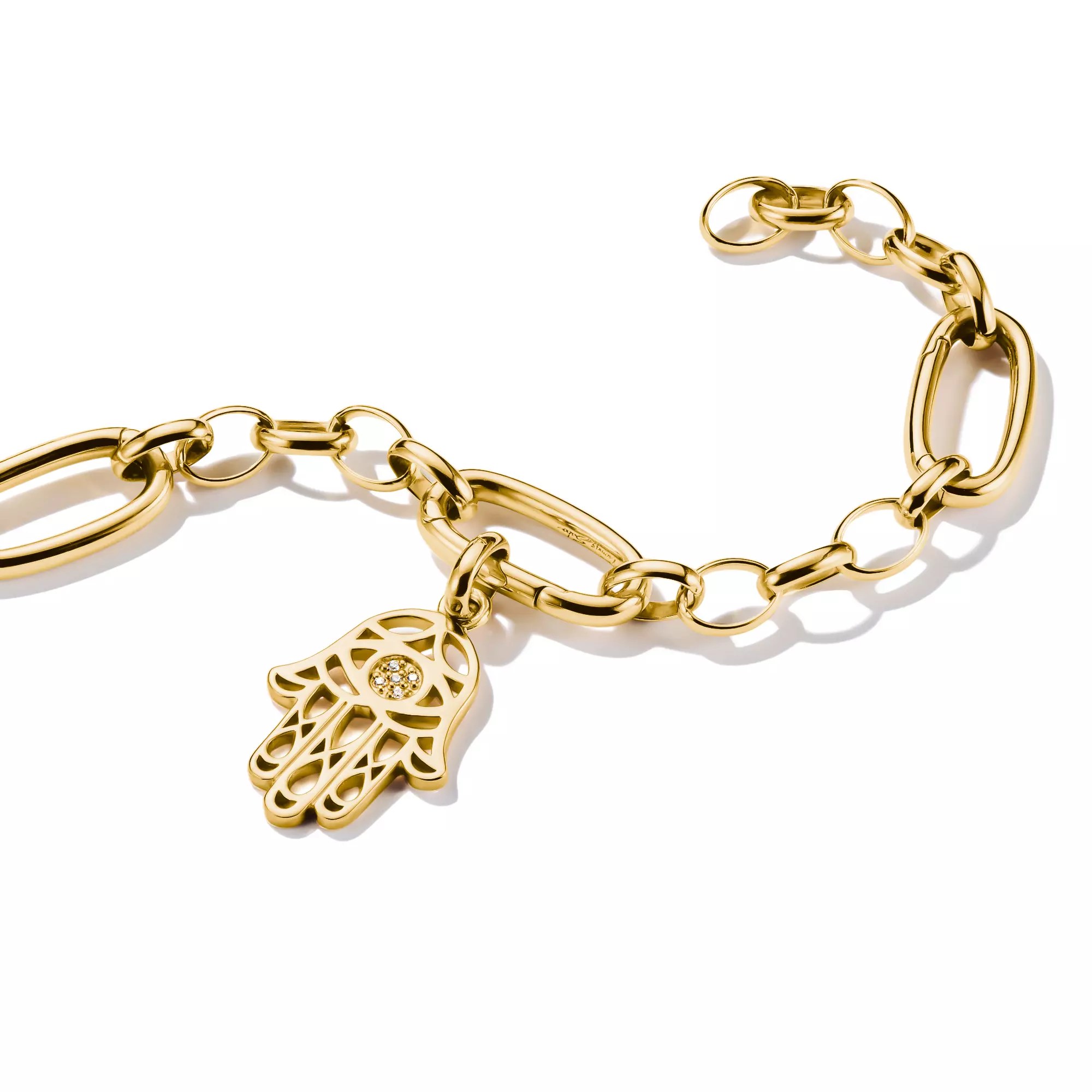 Thomas Sabo Connect - Hamsa des Glücks - Charm mit Öse - Silber & Gelbgold Verg. + Zirkonia – Ansicht 2