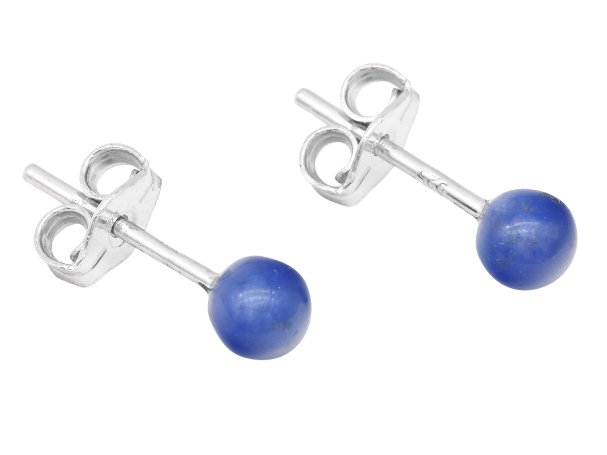 Ohrringe Ohrstecker Kugel - Sterling Silber 925 - poliert rhodiniert - Emaille Blau