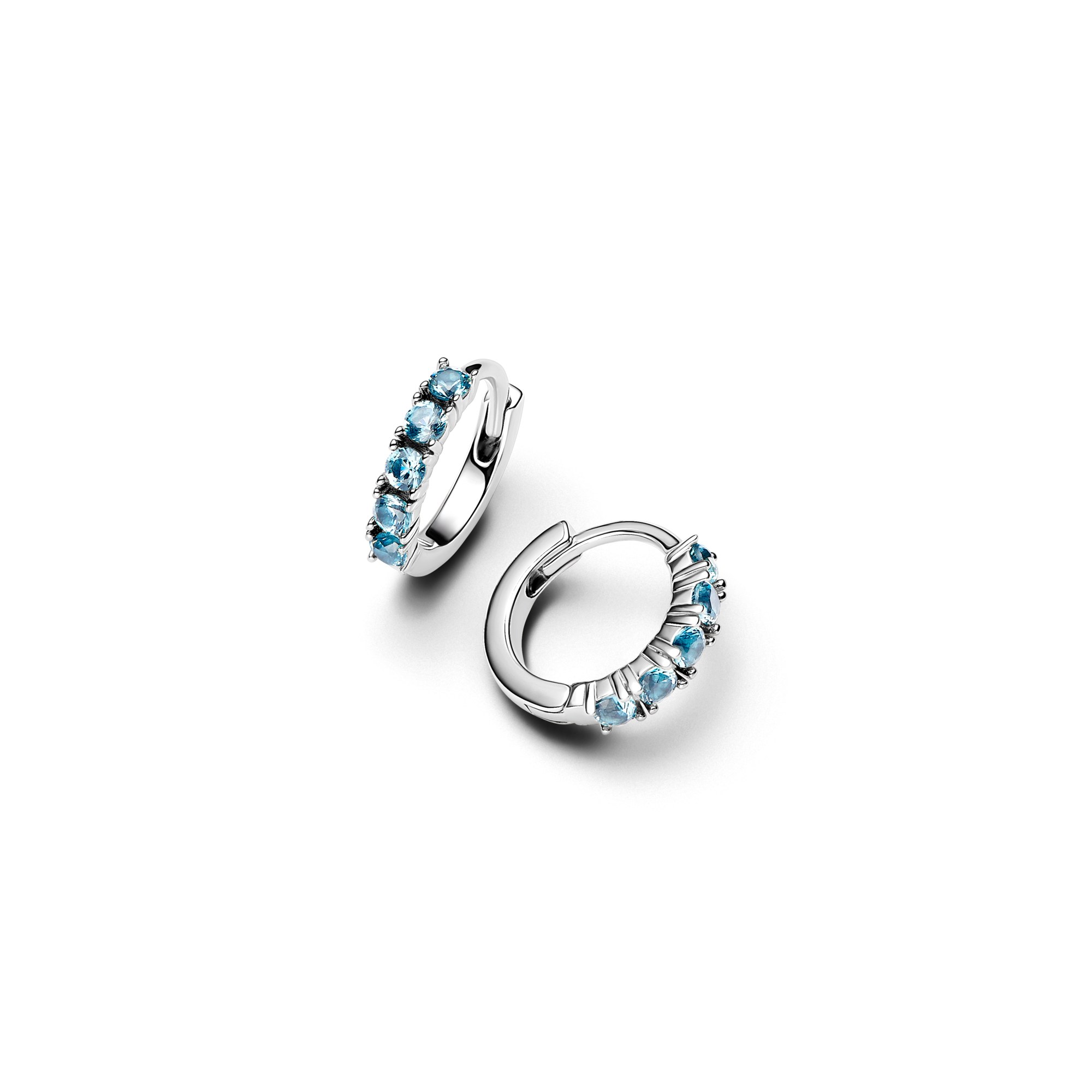 Pandora schmale hellblaue Creolen Huggi - Sterling Silber – Ansicht 2