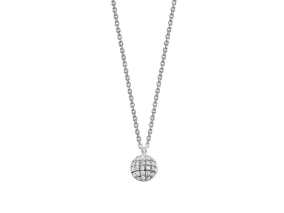 Xenox Sterling Silber Kette XS6087 mit einer klassischen Karreekette von 40-45 cm, ziert eine funkelnde, runde Anhänger mit vielen kleinen Kristallen.