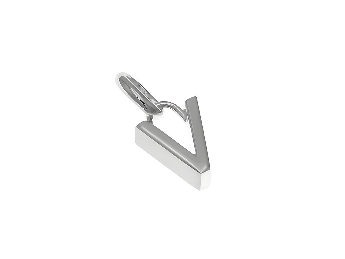 Anhänger aus sterling Silber in Form des Buchstabens V, poliert und rhodiniert, Hersteller Juwelier Harnisch. Elegantes und modernes Design für individuellen Schmuck.