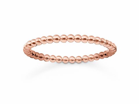 Silber vergoldeter Roségoldring von Thomas Sabo, Modell TR2122-415-12-58, Größe 58, mit einer eleganten, aus Kugeln bestehenden Struktur. Ideal für stilvolle Outfits.