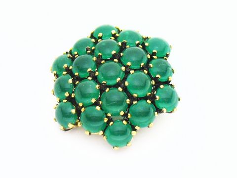 Damen Brosche - Blume - Grün & Gefasst - NEU - Hersteller: Juwelier Harnisch, Broschen - Modeschmuck, eleganter Schmuck aus grünen Steinen in blütenförmigem Design, ideal für besondere Anlässe.