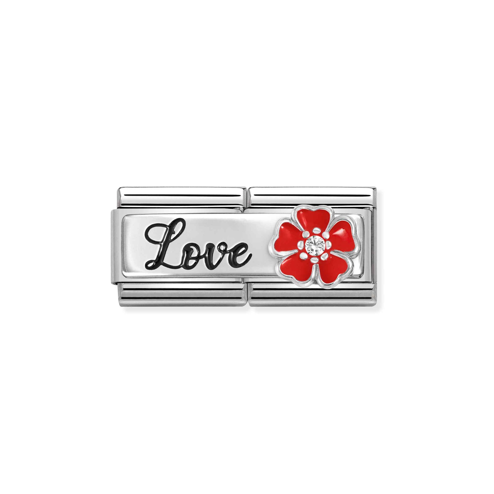 Nomination Composable Classic Double Charm Love Blume - Edelstahl, Sterling Silber, Emaille